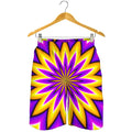 Yellow Flower Moving Optical Illusion Men's Shorts