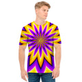 Yellow Flower Moving Optical Illusion Men's T-Shirt