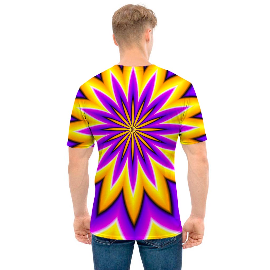 Yellow Flower Moving Optical Illusion Men's T-Shirt