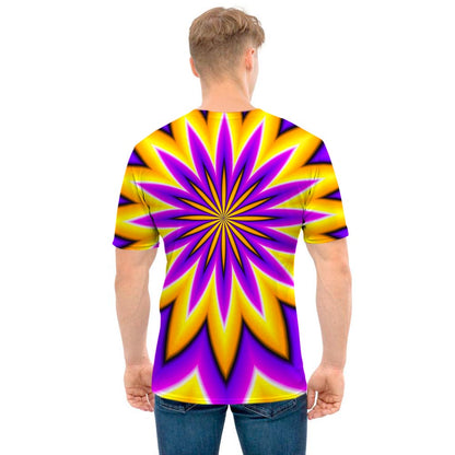 Yellow Flower Moving Optical Illusion Men's T-Shirt