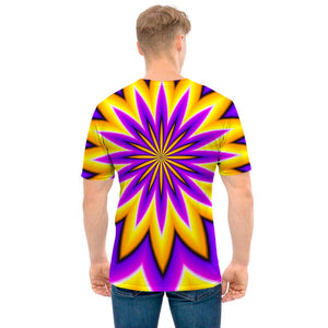 Yellow Flower Moving Optical Illusion Men's T-Shirt