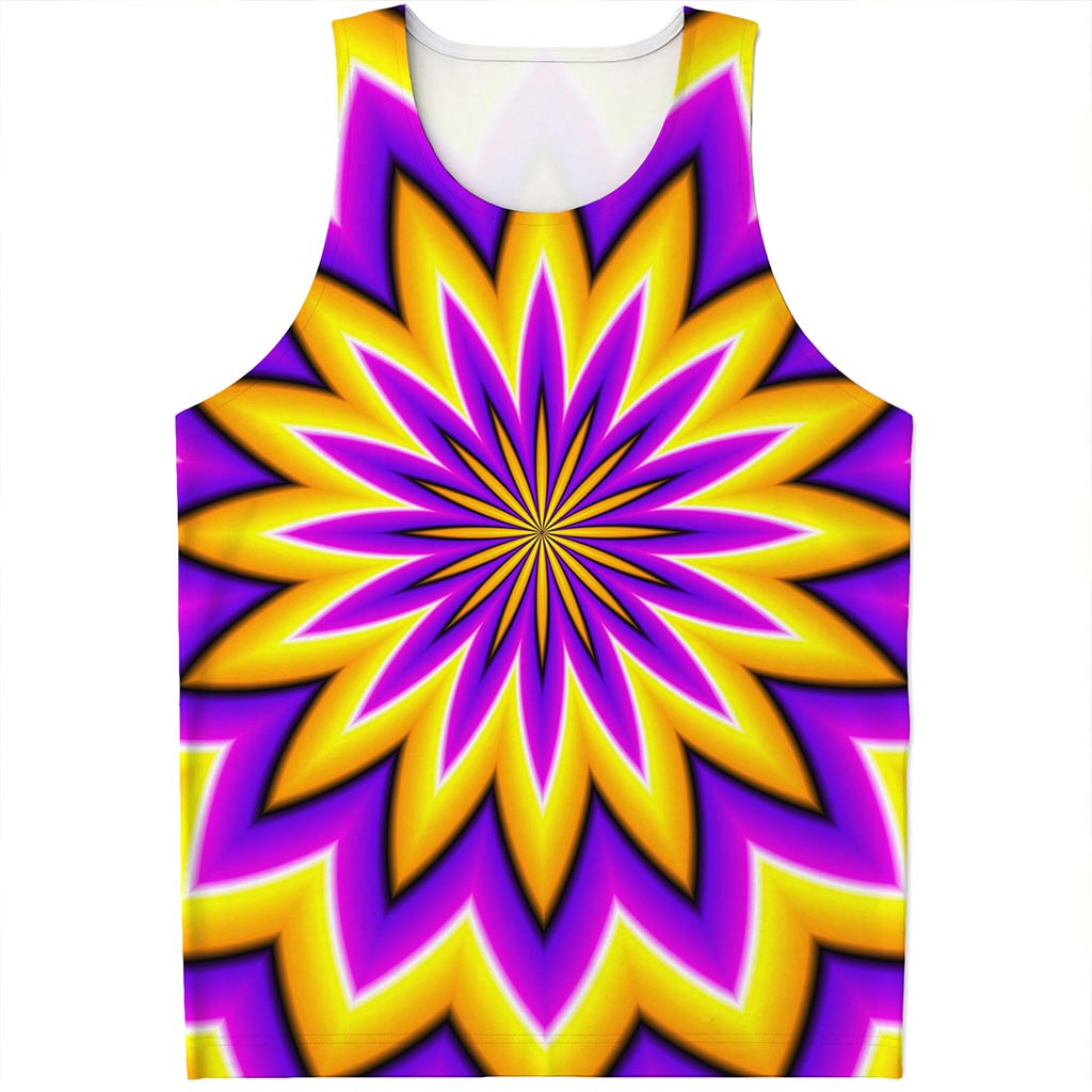 Yellow Flower Moving Optical Illusion Men's Tank Top