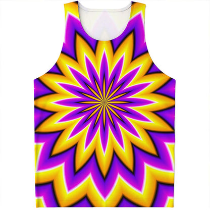 Yellow Flower Moving Optical Illusion Men's Tank Top