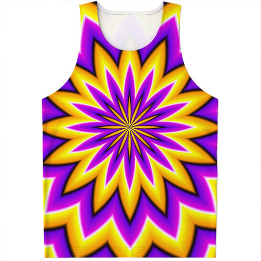 Yellow Flower Moving Optical Illusion Men's Tank Top