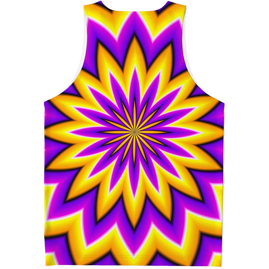 Yellow Flower Moving Optical Illusion Men's Tank Top