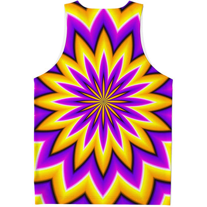 Yellow Flower Moving Optical Illusion Men's Tank Top