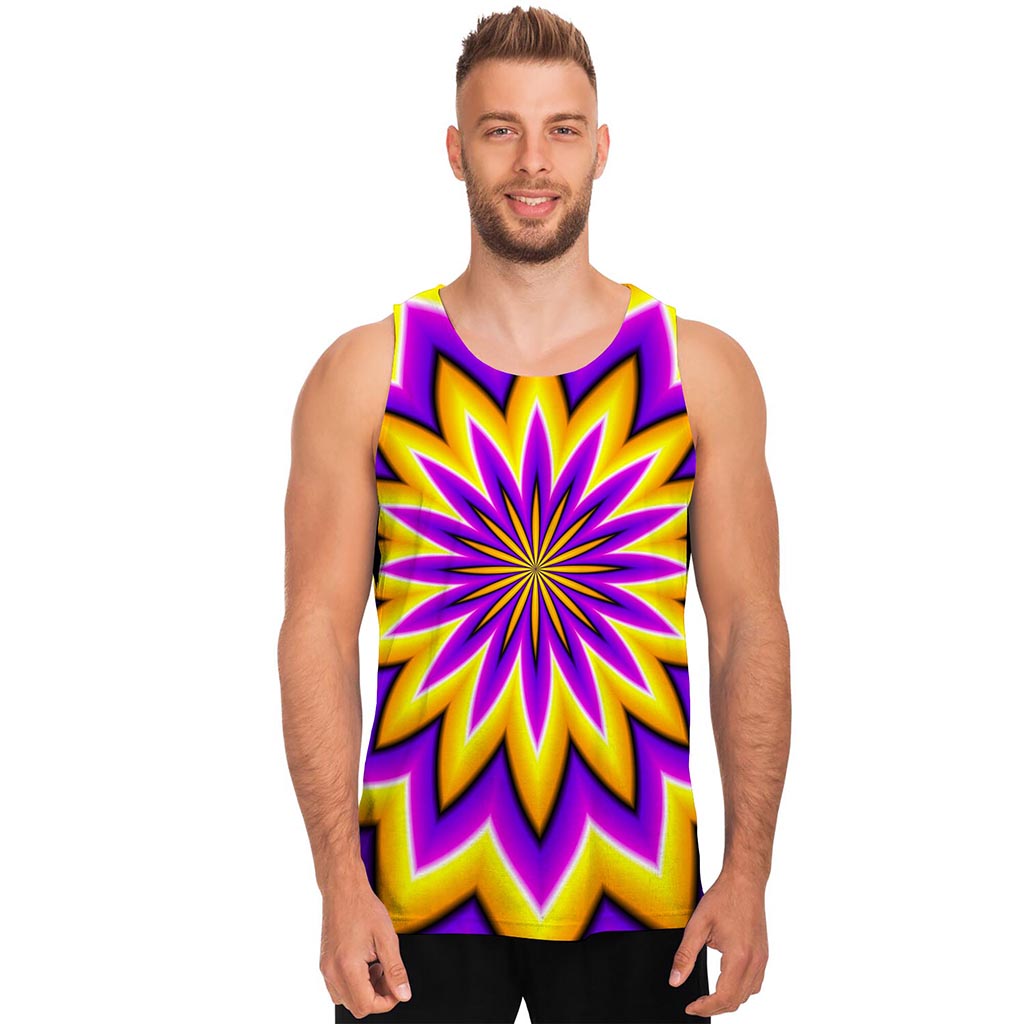 Yellow Flower Moving Optical Illusion Men's Tank Top
