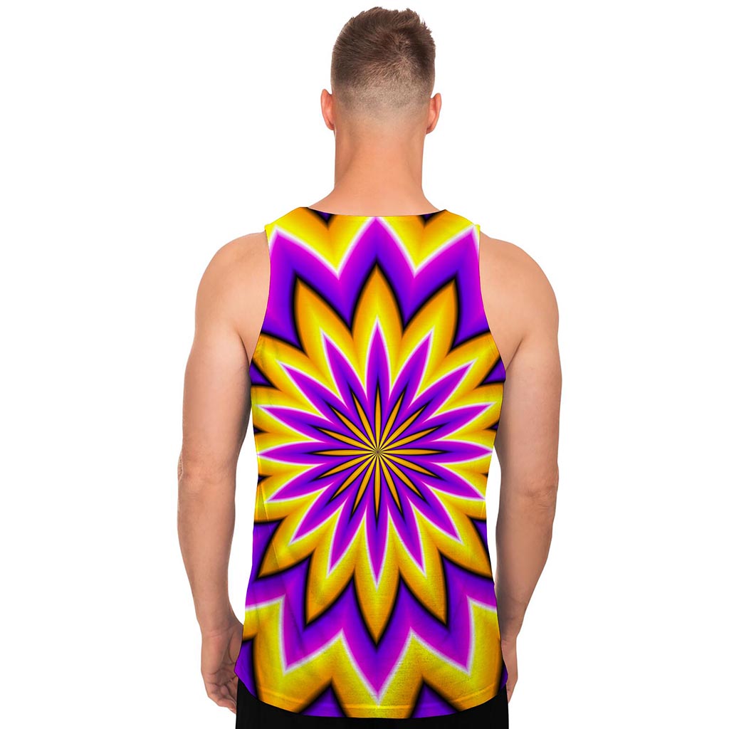Yellow Flower Moving Optical Illusion Men's Tank Top