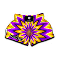 Yellow Flower Moving Optical Illusion Muay Thai Boxing Shorts
