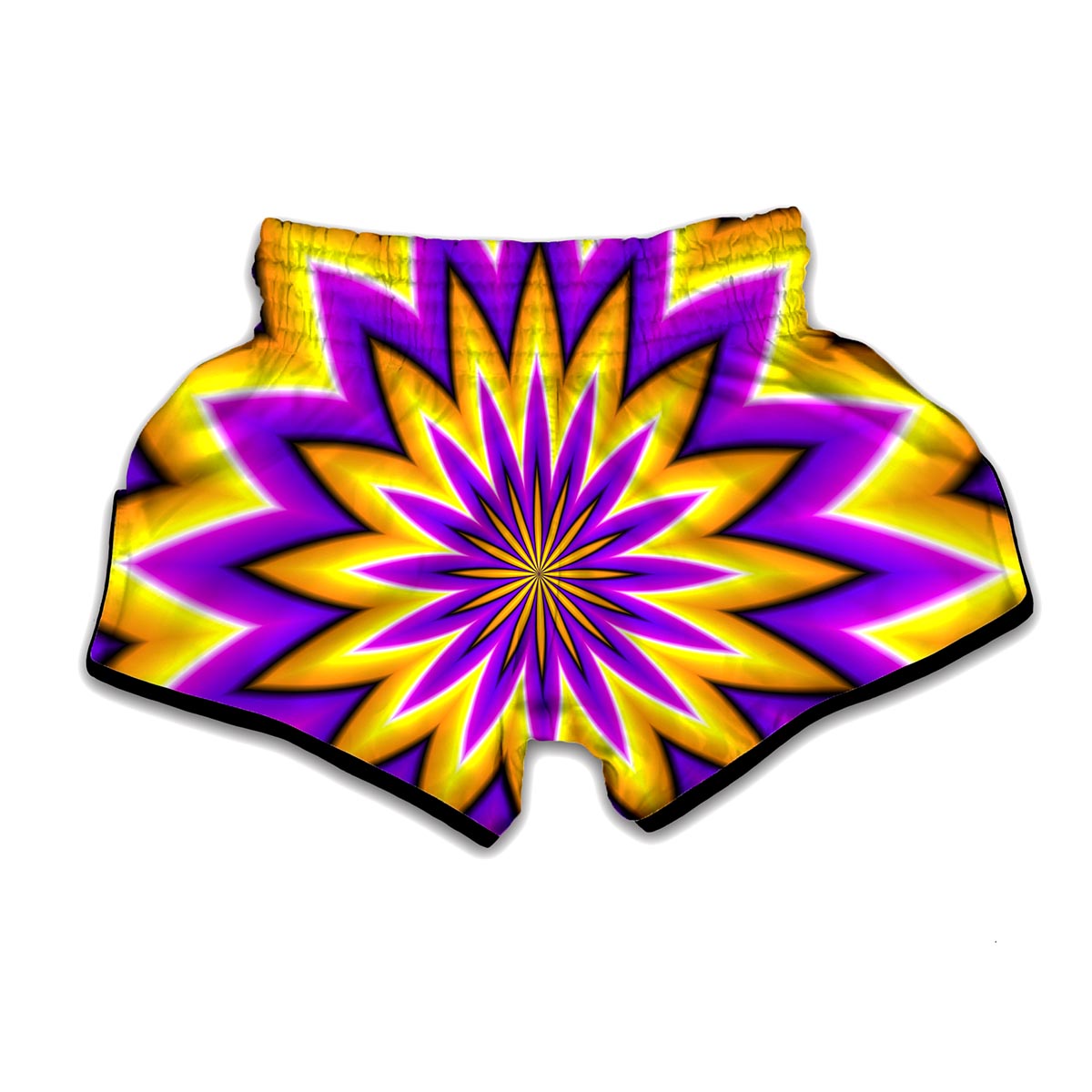 Yellow Flower Moving Optical Illusion Muay Thai Boxing Shorts