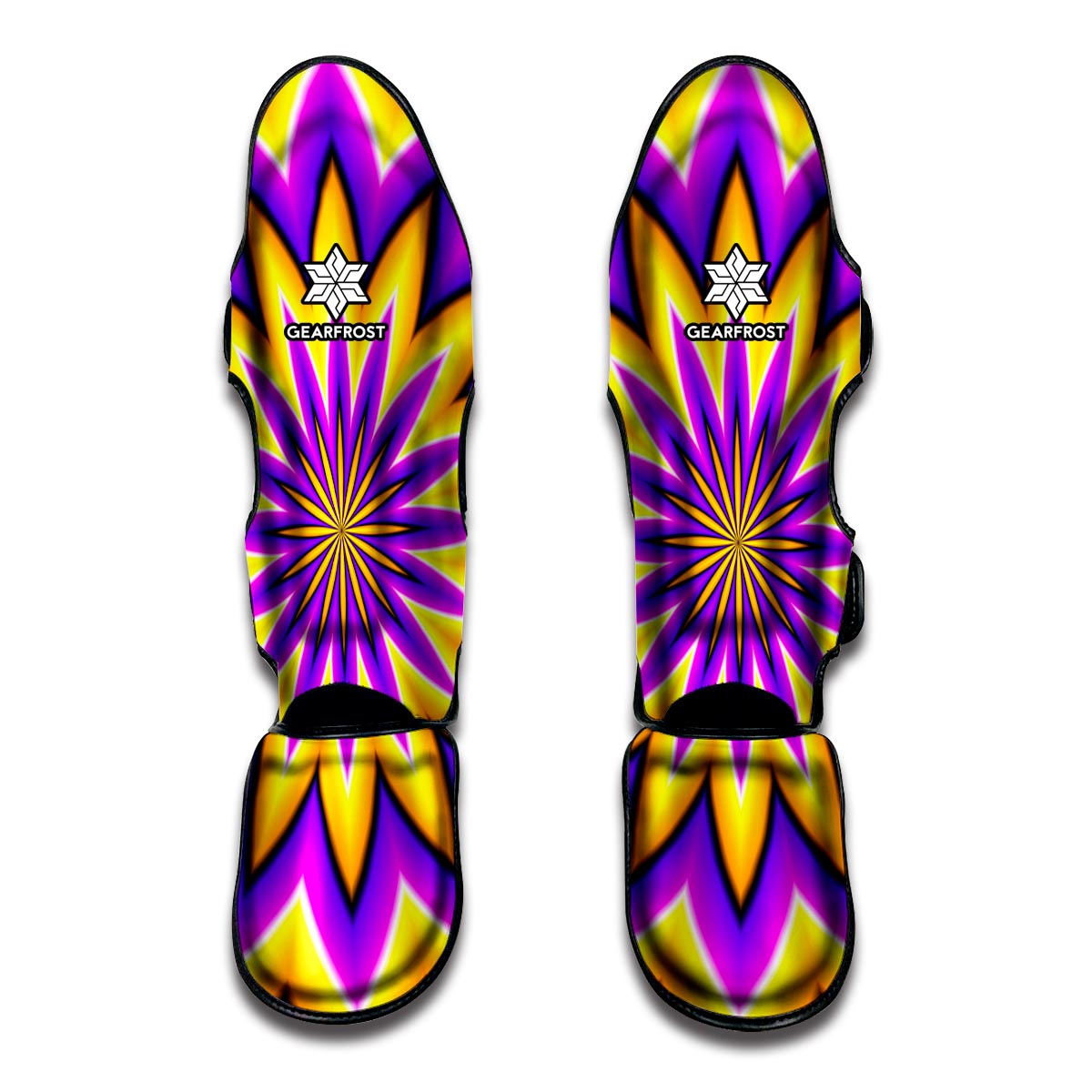 Yellow Flower Moving Optical Illusion Muay Thai Shin Guard