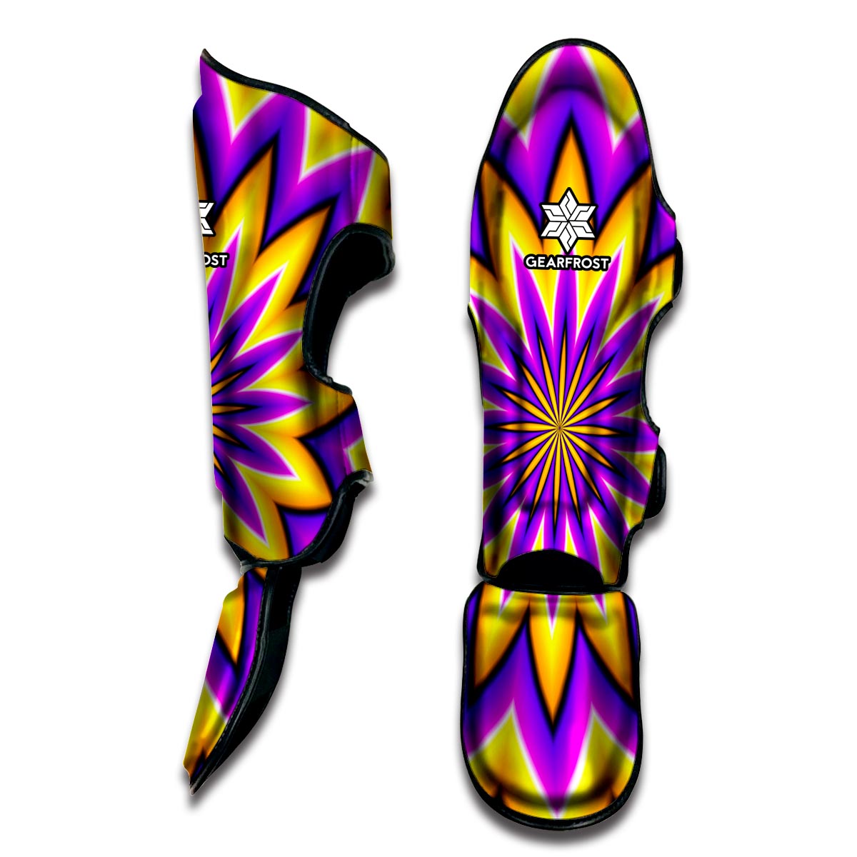 Yellow Flower Moving Optical Illusion Muay Thai Shin Guard