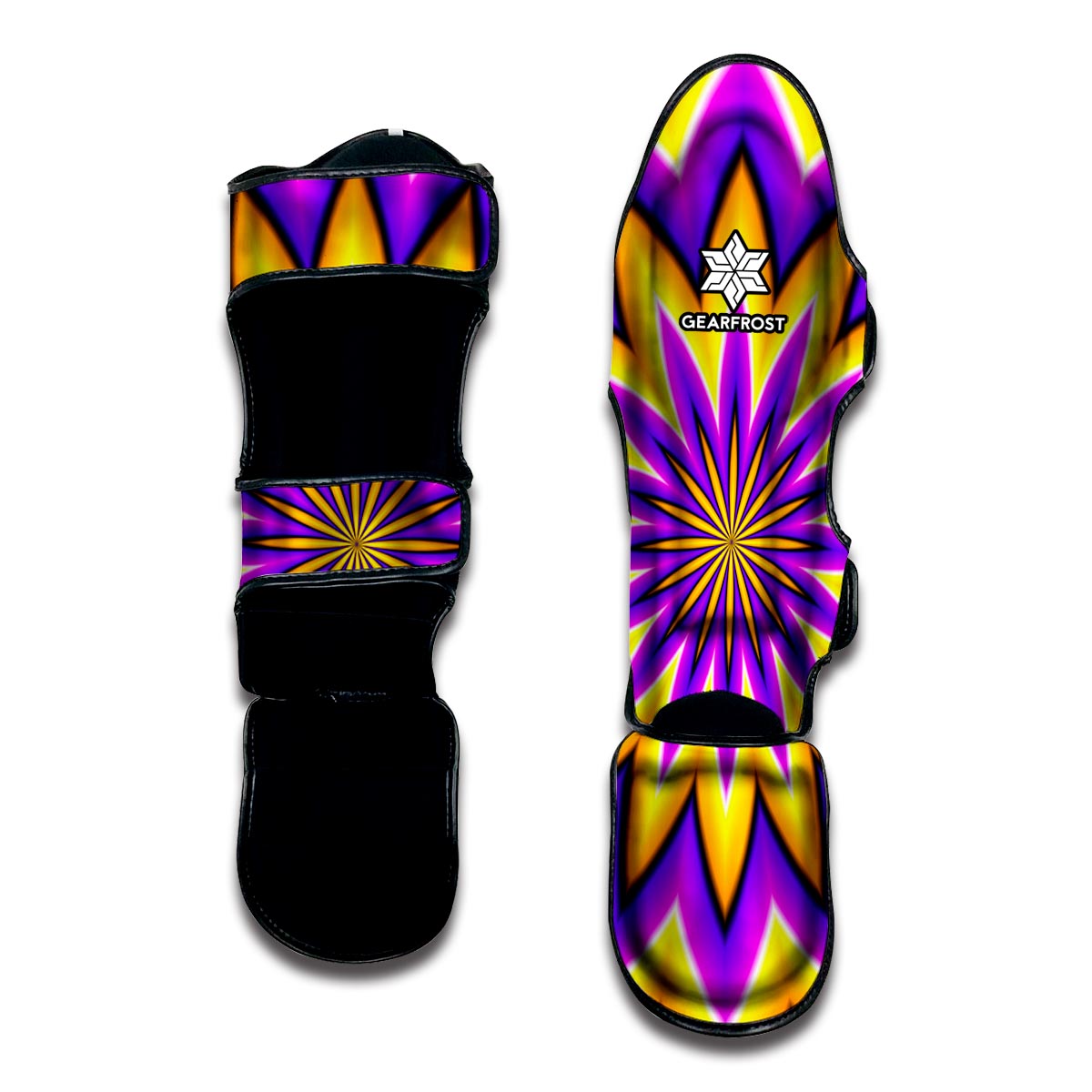 Yellow Flower Moving Optical Illusion Muay Thai Shin Guard