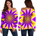 Yellow Flower Moving Optical Illusion Off The Shoulder Sweatshirt