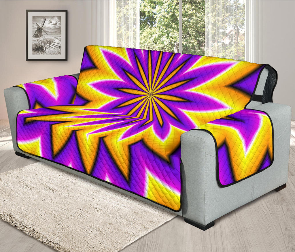 Yellow Flower Moving Optical Illusion Oversized Sofa Protector