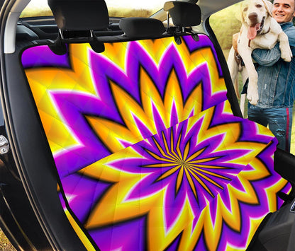 Yellow Flower Moving Optical Illusion Pet Car Back Seat Cover