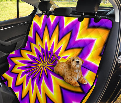 Yellow Flower Moving Optical Illusion Pet Car Back Seat Cover