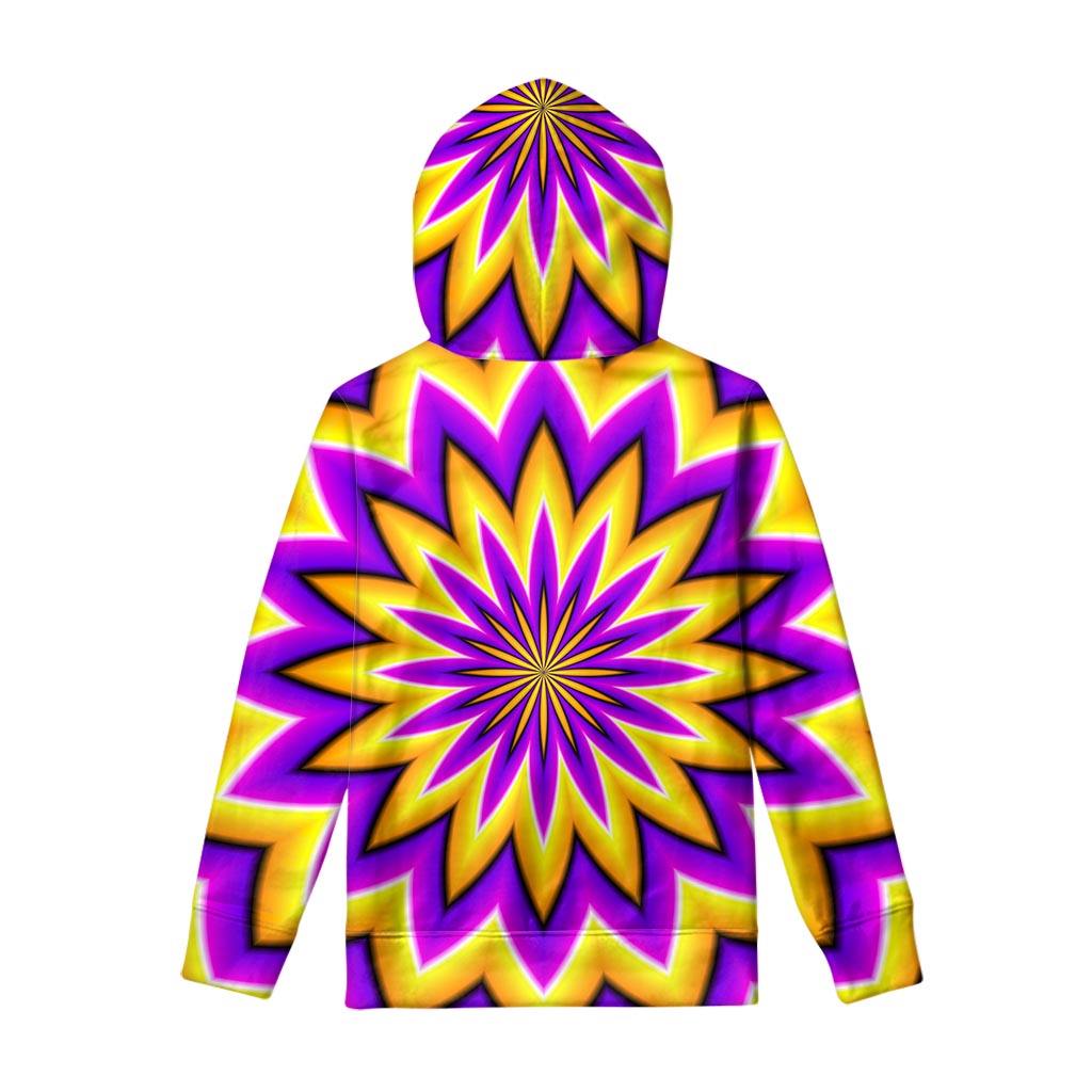 Yellow Flower Moving Optical Illusion Pullover Hoodie