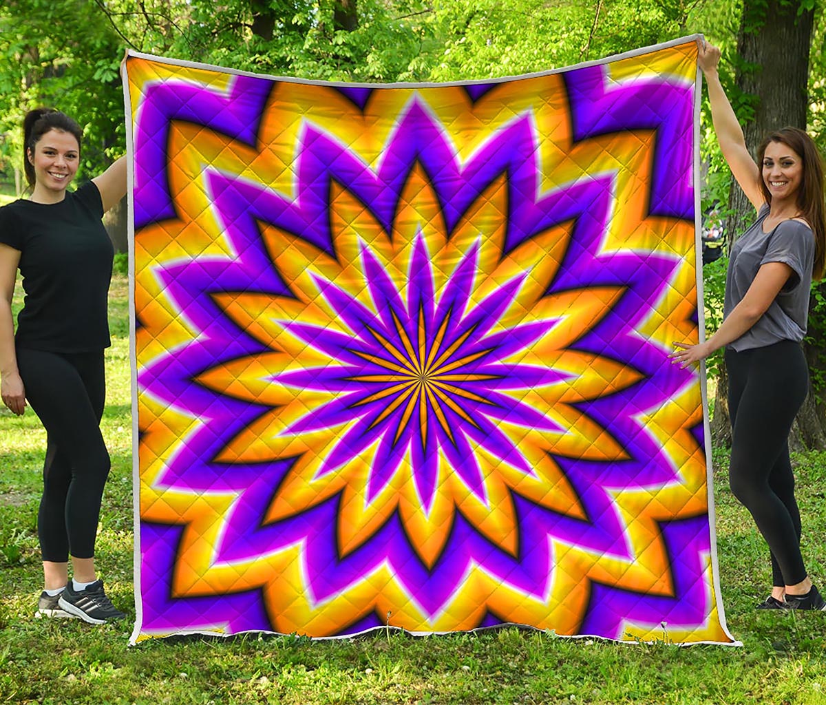 Yellow Flower Moving Optical Illusion Quilt