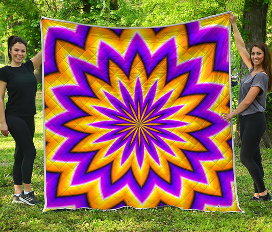 Yellow Flower Moving Optical Illusion Quilt