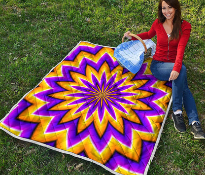 Yellow Flower Moving Optical Illusion Quilt