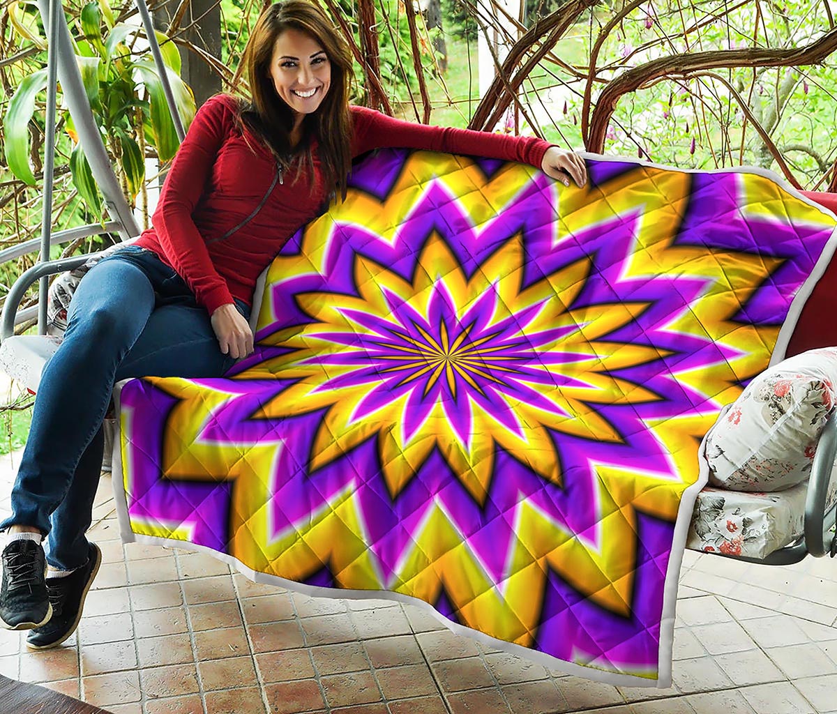 Yellow Flower Moving Optical Illusion Quilt