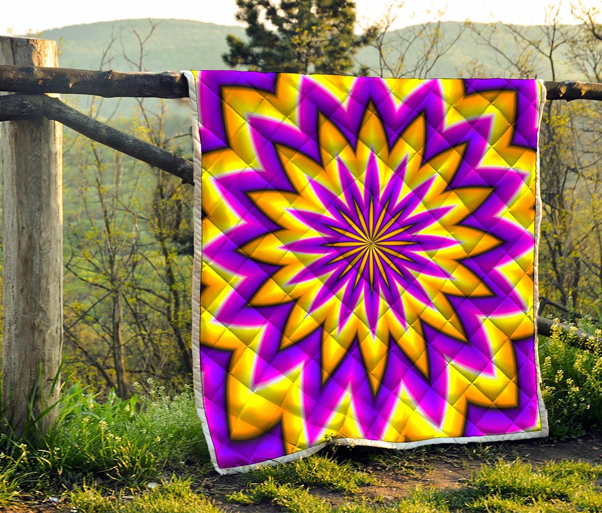 Yellow Flower Moving Optical Illusion Quilt