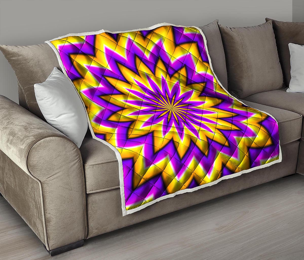 Yellow Flower Moving Optical Illusion Quilt