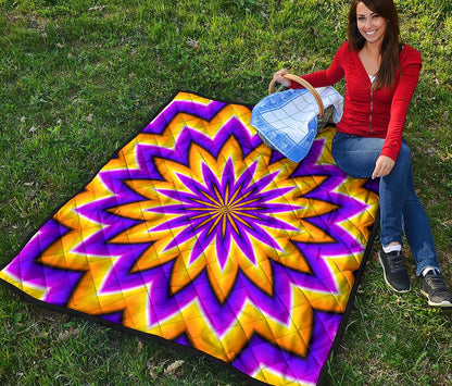 Yellow Flower Moving Optical Illusion Quilt