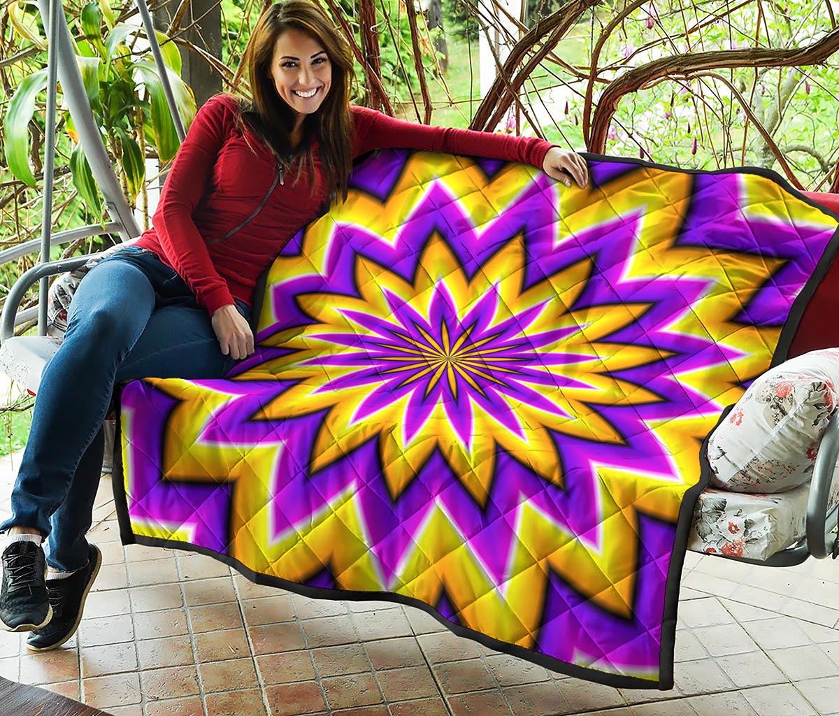 Yellow Flower Moving Optical Illusion Quilt