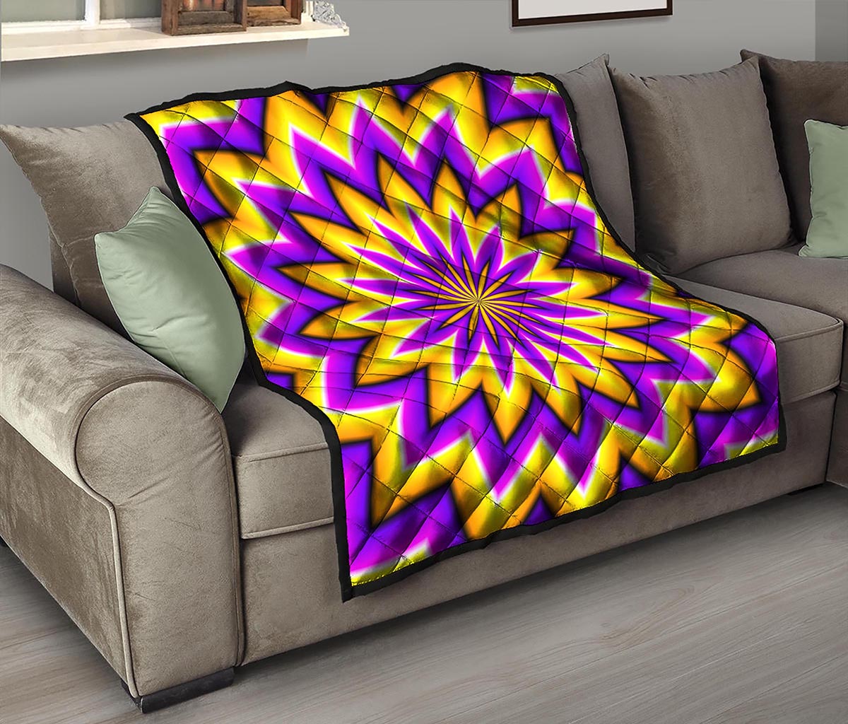 Yellow Flower Moving Optical Illusion Quilt