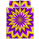 Yellow Flower Moving Optical Illusion Quilt Bed Set