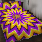 Yellow Flower Moving Optical Illusion Quilt Bed Set