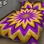 Yellow Flower Moving Optical Illusion Quilt Bed Set