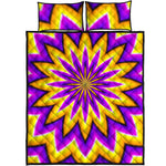 Yellow Flower Moving Optical Illusion Quilt Bed Set