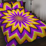 Yellow Flower Moving Optical Illusion Quilt Bed Set
