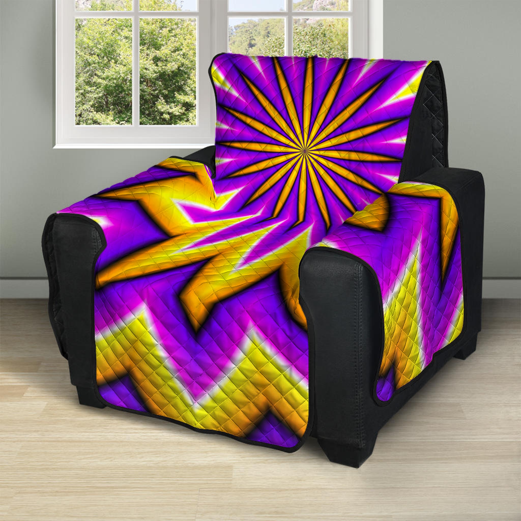 Yellow Flower Moving Optical Illusion Recliner Protector