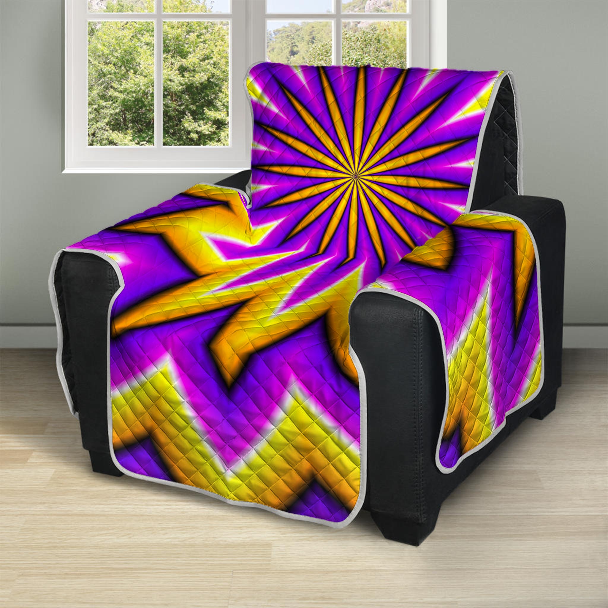 Yellow Flower Moving Optical Illusion Recliner Protector