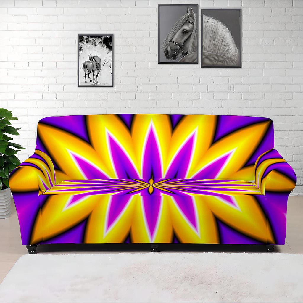 Yellow Flower Moving Optical Illusion Sofa Cover