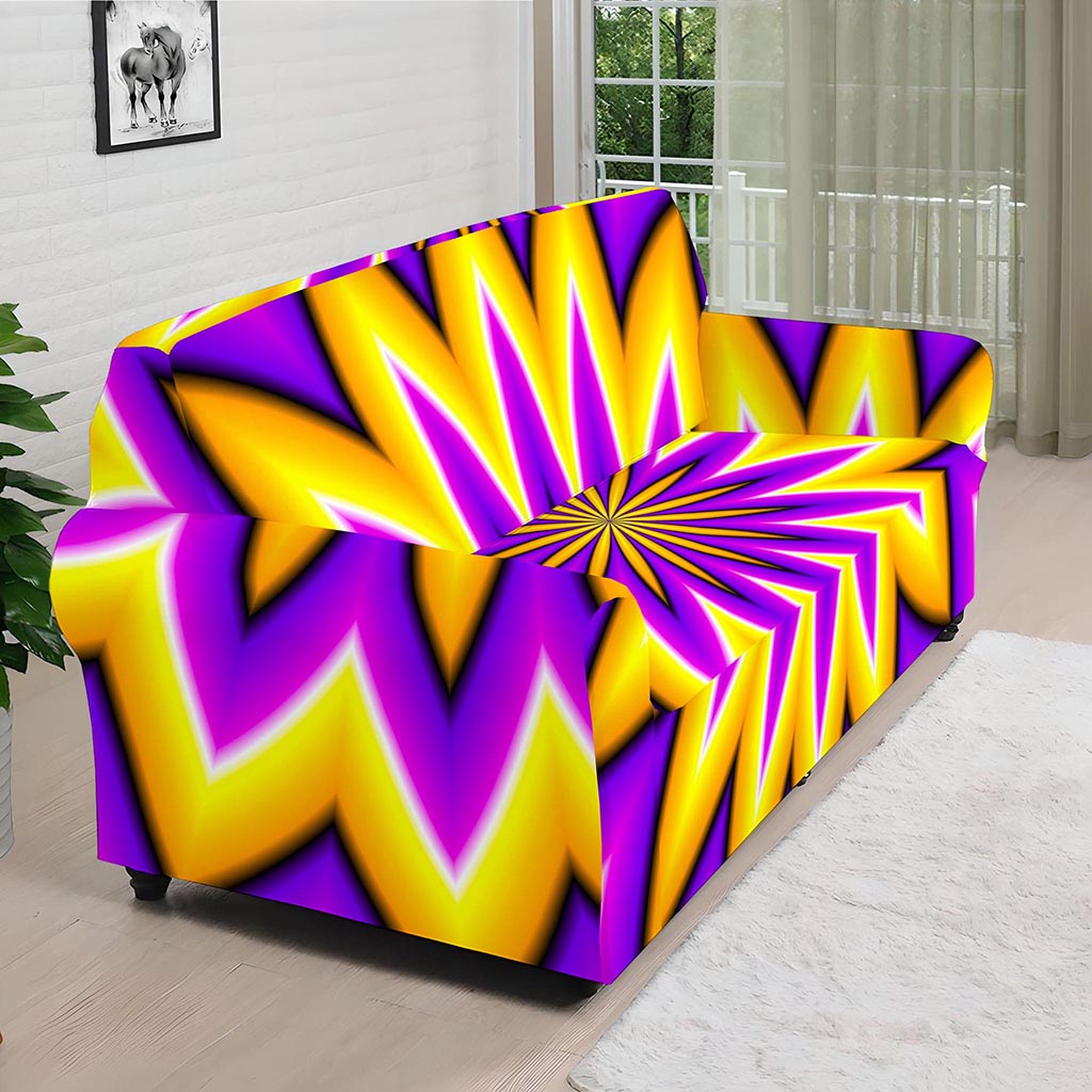 Yellow Flower Moving Optical Illusion Sofa Cover