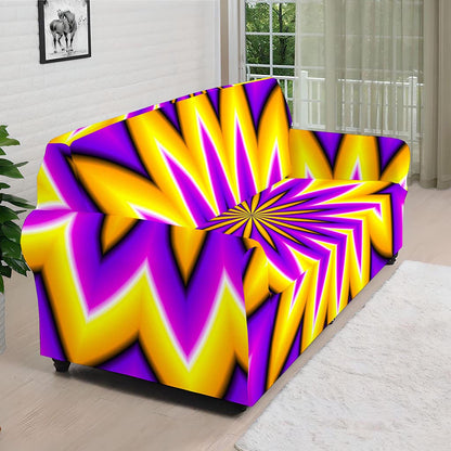 Yellow Flower Moving Optical Illusion Sofa Cover