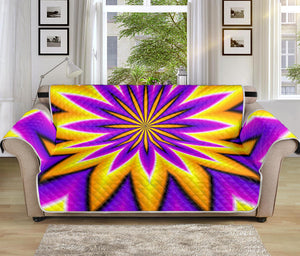 Yellow Flower Moving Optical Illusion Sofa Protector