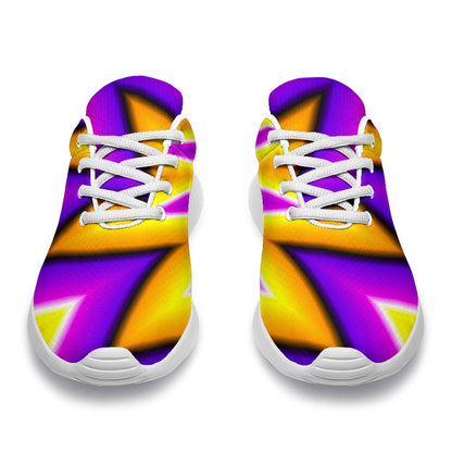 Yellow Flower Moving Optical Illusion Sport Shoes GearFrost