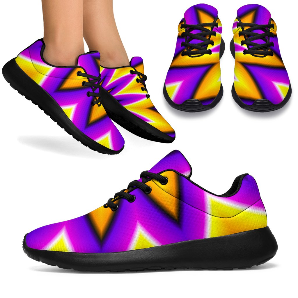 Yellow Flower Moving Optical Illusion Sport Shoes GearFrost