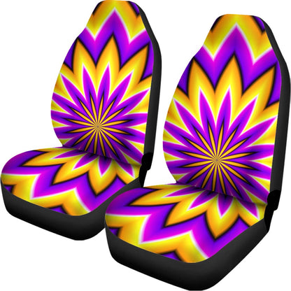 Yellow Flower Moving Optical Illusion Universal Fit Car Seat Covers