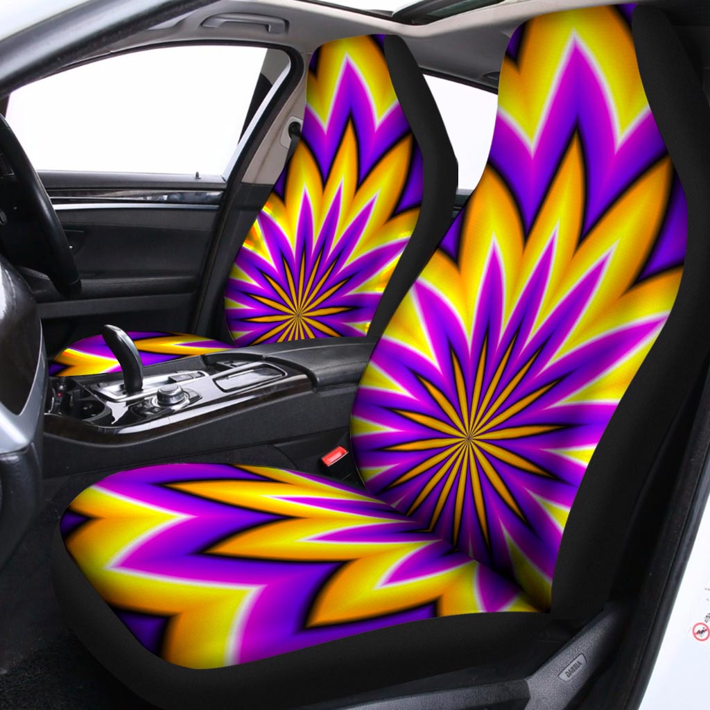 Yellow Flower Moving Optical Illusion Universal Fit Car Seat Covers