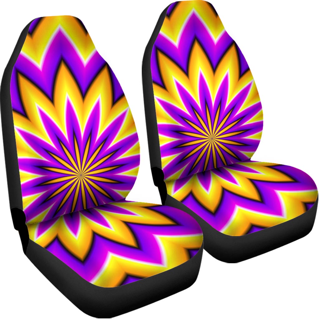 Yellow Flower Moving Optical Illusion Universal Fit Car Seat Covers