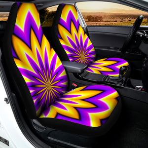 Yellow Flower Moving Optical Illusion Universal Fit Car Seat Covers