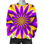 Yellow Flower Moving Optical Illusion Women's Crewneck Sweatshirt GearFrost