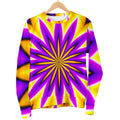 Yellow Flower Moving Optical Illusion Women's Crewneck Sweatshirt